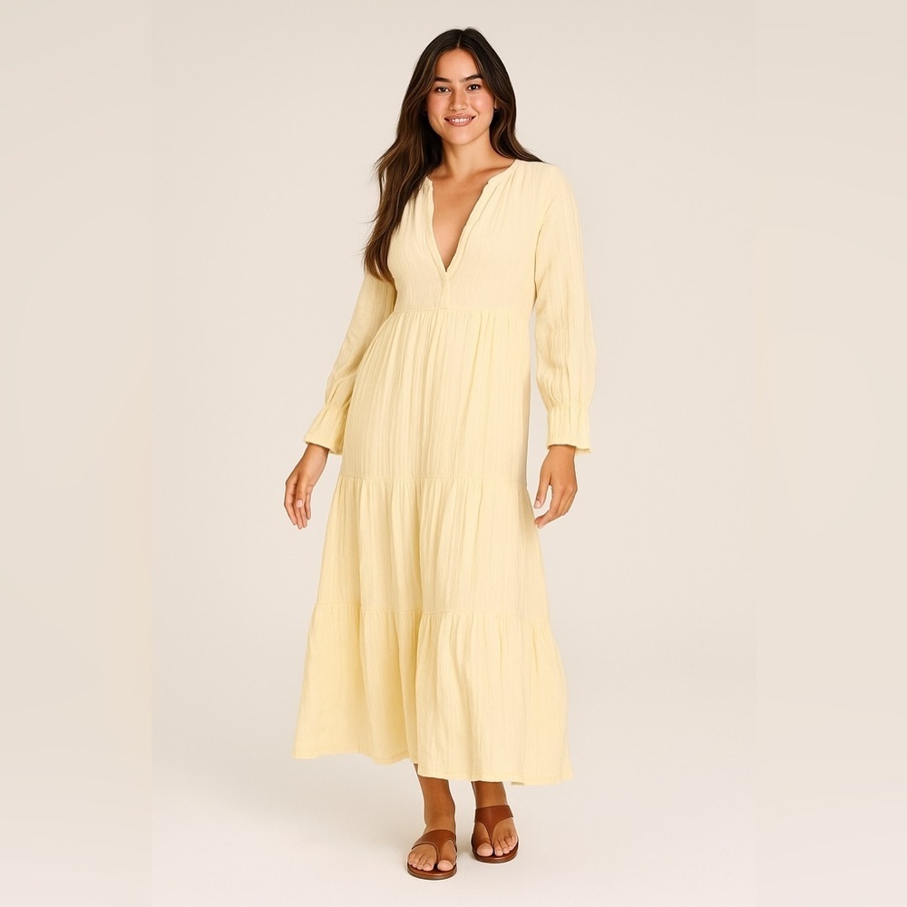 Able Jane Maxi Dress Granny Prairie 3/4 Sleeve Pockets Tiered Cottagecore Lined